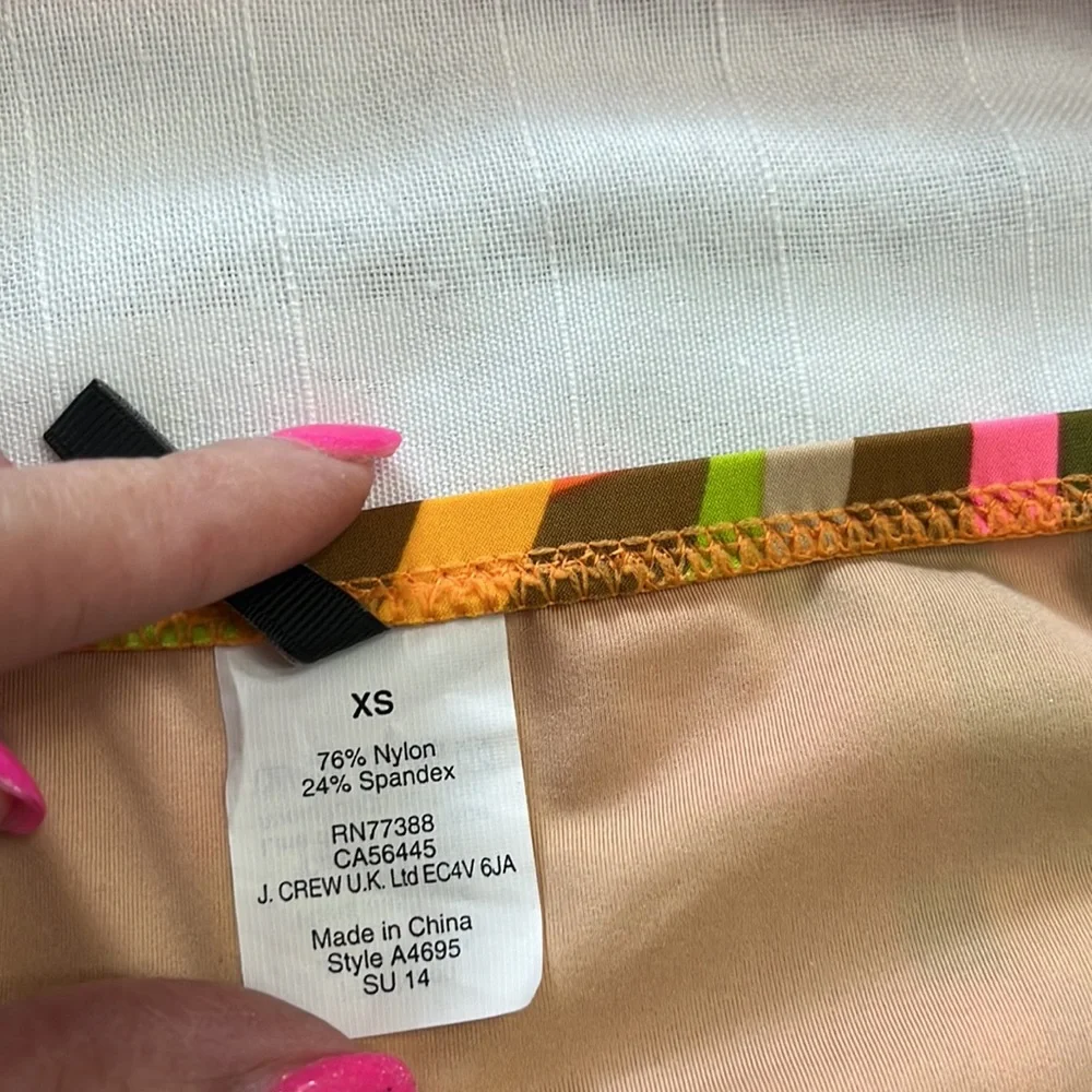 J. Crew Shattered Swirl triangle bikini bright multicolored swimsuit Size XS